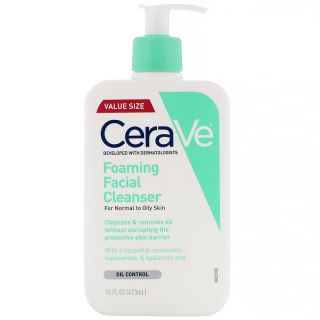 CeraVe, Ultra-Foaming Facial Cleanser, for Normal to Oily Skin, 16 fl oz (473 ml)

