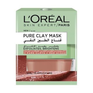 L'Oreal  Skin Expert Pure Clay Mask Exfoliates & Brightens - 50ml
