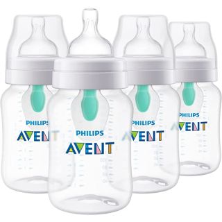 Philips AVENT Anti-Colic Baby Bottles with AirFree Vent, 9oz, 4pk, Clear, SCY703/04
