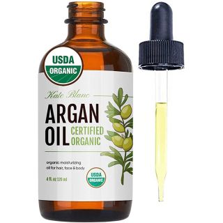 Organic Argan Oil for Hair and Skin from Kate Blanc. 100% Pure, Coldpressed, and USDA Certified Organic. Stimulate Growth for Dry and Damaged Hair. Skin Moisturizer. Nails Protector