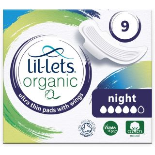 Lil-Lets Organic Pads - 100% Organic Cotton Top Cover & Absorbent Core - Plastic Free - Biodegradable - Ultra Thin Pads With Wings - Fragrance Free - Pure Protection - Superior Comfort - 9 units