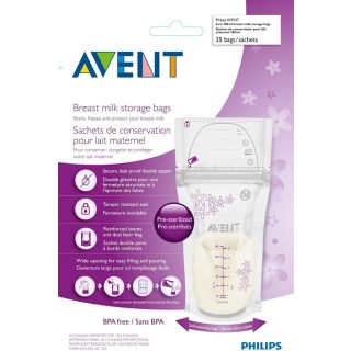 Philips Avent Breast Milk Storage Bags With Breast Pump Package Of 25 Bags - White