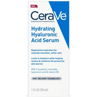 Cerave Hyaluronic Acid Serum for Face with Vitamin B5 and Ceramides | Hydrating Face Serum for Dry Skin | Fragrance Free | 1 Ounce
