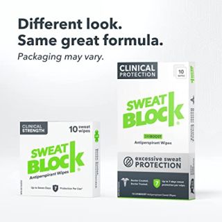 SweatBlock Clinical Strength DRIBOOST Antiperspirant Wipes - Treat Hyperhidrosis & Excessive Sweating for Men, Women, and Teens - 7 Days of Protection Per Wipe - Dermatologist Tested, Unscented,10 ct.
