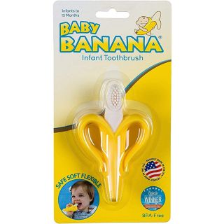 Baby Banana Infant Training Toothbrush and Teether, Yellow
