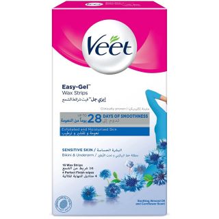 Veet Hair Removal Cold Wax Strips Bikini & Under Arms - Pack Of 16