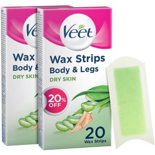 Veet Cold Wax Strips Dry 20 strips Twin Pack At 20% Off