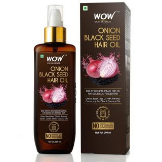 WOW Onion Black Seed Hair Oil for Natural Hair Care and Growth, Essential Vitamins In Almond, Castor, Jojoba, Olive & Coconut Oils For Dry Scalp and Hair, Slow Down Hair Loss, Thicker Eyebrows, 200mL
