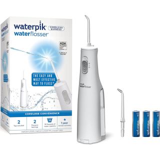  Waterpik Cordless Water Flosser, Battery Operated & Portable For Travel & Home, Ada Accepted Cordless Express, White Wf-02 