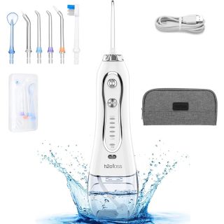  H2ofloss Water Flosser Professional Cordless Dental Oral Irrigator - Portable and Rechargeable IPX7 Waterproof Water Flossing for Teeth Cleaning,300ml Reservoir Home and Travel (HF-6) 