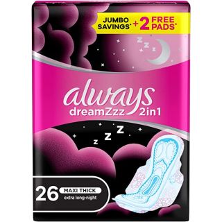 Always Soft Cotton Maxi Night Pads, 26 Count