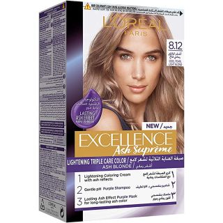 L´Oréal Paris Excellence Ash Supreme AntiBrass Permanent Hair Colour, 8.12 Cool Pearl Light Blonde, 250 ml
