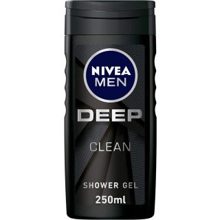 NIVEA MEN 3in1 Shower Gel Body Wash, DEEP Micro-Fine Clay, Woody Scent, 250ml

