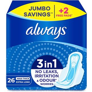 Always Extra Long Maxi Pads - Cool and Dry - Aloe Vera Freshness - 26 Pads