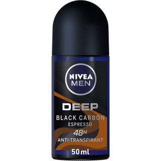 NIVEA MEN DEEP Black Carbon Espresso, Antiperspirant for Men, Antibacterial, Roll-on 50ml
