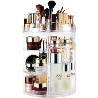 Makeup Organizer, 360 Degree Rotating Adjustable Cosmetic Storage Display Case with 8 Layers Large Capacity, Fits Jewelry,Makeup Brushes, Lipsticks and More, Clear Transparent
