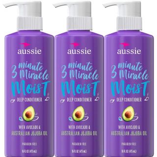 Aussie Deep Conditioner, with Avocado. Paraben Free, 3 Minute Miracle Moist, For Dry Hair, 16 Fl Oz, Triple Pack