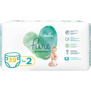 Pampers Pure Protection Dermatologically Tested Diapers, Size 2, 4-8kg, 39 Diaper Count
