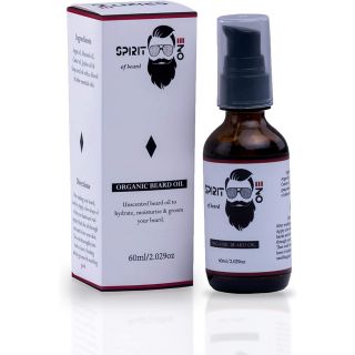 Beard Oil, Beard Growth Oil with Almond Oil Unscented Organic - 60ml,100% Chemical Free, Argan Oil For Sensitive Skin & Hair, Natural Jojoba,Leave-in Conditioner and Essential Oils,