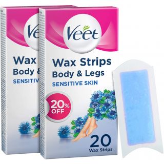 Veet Cold Wax Strips Sensitive 20 strips Twin Pack At 20% Off
