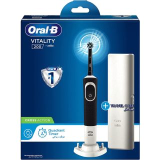 Oral B Vitality 200 electric rechargeable toothbrush, with travel case, Black.

