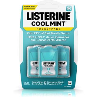 Listerine Cool Mint Pocketpaks Breath Strips Kills Bad Breath Germs 24 Strip Pack