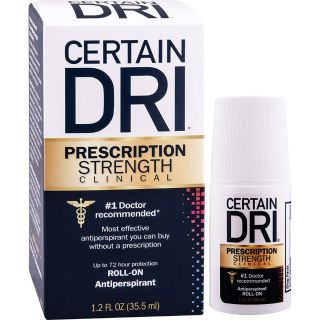 Certain Dri Prescription Strength Clinical Antiperspirant - Doctor Recommended Hyperhidrosis Treatment - 72 Hour Protection from Excessive Sweating - Roll-On - 1.2 Fl Oz - Pack of 1