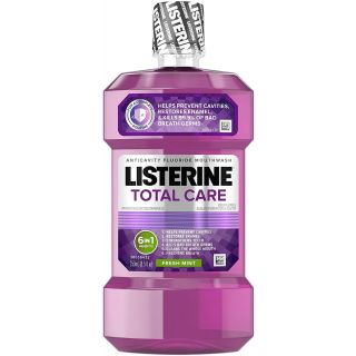 Listerine Total Care Anticavity Mouthwash, 6 Benefit Fluoride Mouthwash for Bad Breath and Enamel Strength, Fresh Mint Flavor, 250 mL
