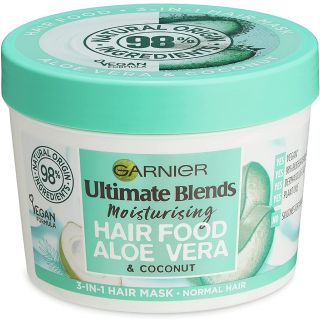 Garnier Ultimate Blends Hair Food Aloe 3-in-1, Moisturising Hair Mask, Conditioning Treatment, Leave-in Conditioner for Normal Hair, Vegan Formula, 98% Natural Ingredients, No Silicones, 390 ml

