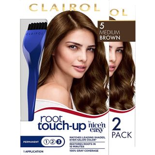 Clairol Root Touch-Up by Nice'n Easy Permanent Hair Dye, 5 Medium Brown Hair Color, 2 Count