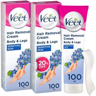 Veet Hair Removal Cream Sensitive Skin 100ml Twin Pack