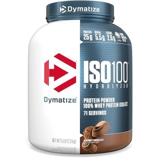 Dymatize ISO100 Hydrolyzed Protein Powder, 100% Whey Isolate Protein, 25g of Protein, 5.5g BCAAs, Gluten Free, Fast Absorbing, Easy Digesting, Gourmet Chocolate, 5 Pound