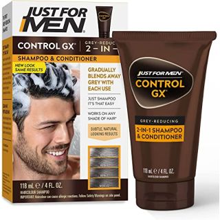 Just For Men Control GX Grey Reducing 2 in 1 Shampoo and Conditioner, Gradually Colors Hair, 4 Ounce