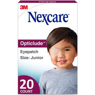 Nexcare Opticlude Eyepatch, Junior Size, Contoured For Fit, Hypoallergenic Adhesive, Designed to Help Lazy Eye, For Boys and Girls, 20 Count