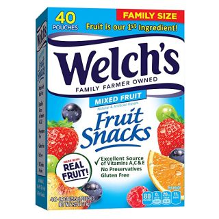 Welch's Fruit Snacks, Mixed Fruit, Gluten Free, Bulk Pack, 0.9 oz Individual Single Serve Bags 40 Count (Pack of 1)
