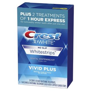 CREST 3D WHITE No Slip WhiteStrips Dental Whitening Kit Vivid Plus, 24 Strips
