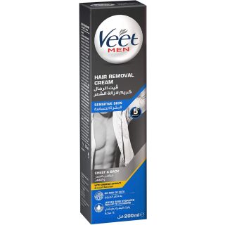 Veet for Men, Hair Removal Cream with Ginseng Extract for Chest and Back, Sensitive Skin, 100ml