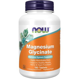 Now Foods Magnesium Glycinate Highly Absorbable Form Tablets, 180 Tablets