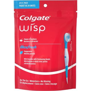 Colgate Max Fresh Wisp Disposable Mini Travel Toothbrushes, Peppermint, 24 Count