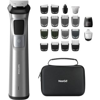 Philips Norelco Beard Trimmer for Men, 23 Piece Mens Grooming Kit, All-in-One Multigroom Trimmer and Shaver Series 7000, Hair Trimmer for Beard, Head, Body, and Face, Clippers for Men + NeeGo Case
