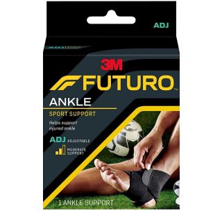 Futuro Sport Ankle Support, Adjustable size, Black color, 09037ENR. Helps support injured ankle, moderate support