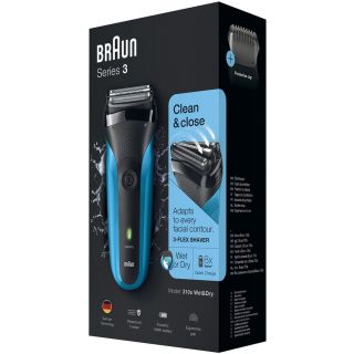 Braun 310s Series 3 Rechargeable Electric Shaver for Men, Blue Black
