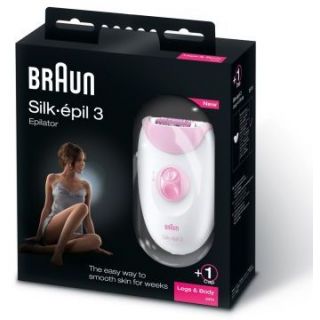 Braun Silk epil 3 3380 Epilator with 2 Extras - Sensitive Area Cap , Cooling Glove, pink
