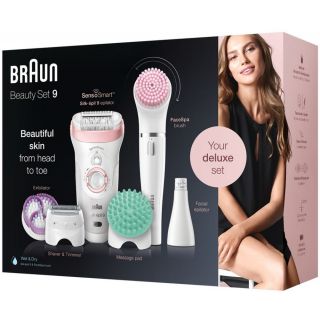 Braun Silk-épil Beauty Set 9 9/985 BS Wet & Dry epilator with 8 extras incl. Braun FaceSpa.
