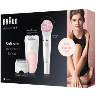 Braun Silk epil Beauty Set 5 5/875 BS Wet & Dry epilator with 3 extras incl. Braun FaceSpa.
