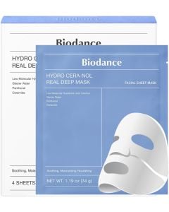 BIODANCE Hydro Cera-nol Real Deep Mask, Overnight Hydrogel Mask, Soothing, Moisturizing, Nourishing, 1.19oz(34g) x 4ea