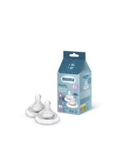 Mooma® Kindy Silicone Nipple 0–6 Months – Anti-Colic Valve