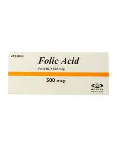 Folic acid 500 mcg - 20 Tablets