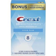  Crest 3D Whitestrips, Vivid Plus, Teeth Whitening Strip Kit, 24 Strips (12 Count Pack)