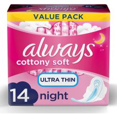 always Cotton Soft Ultra Thin Extra Long Sanitary Pads with Wings - 14 Pads